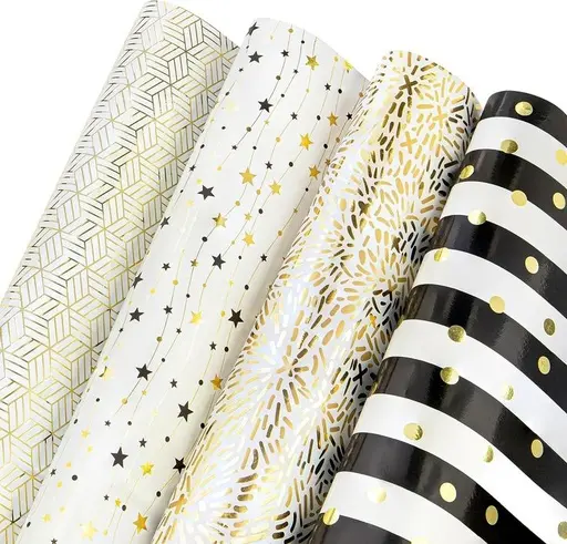 豪華包裝紙套裝（4張紙 + 2條緞帶）